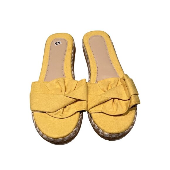 Yellow Bow Knot Slip-On Espadrille Platform Sandals Slippers Women's US 11/ EU 4 - Picture 5 of 11